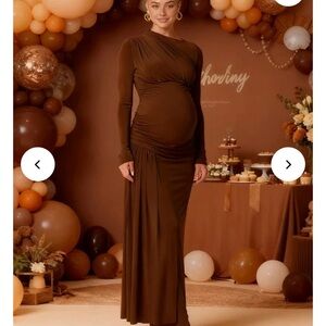 Elegant Brown Maternity Dress
